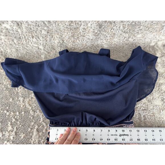 Emerald Sundae Size M Geometric Striped Cutout Sleeveless Mini Sheath Dress Navy - Picture 7 of 10